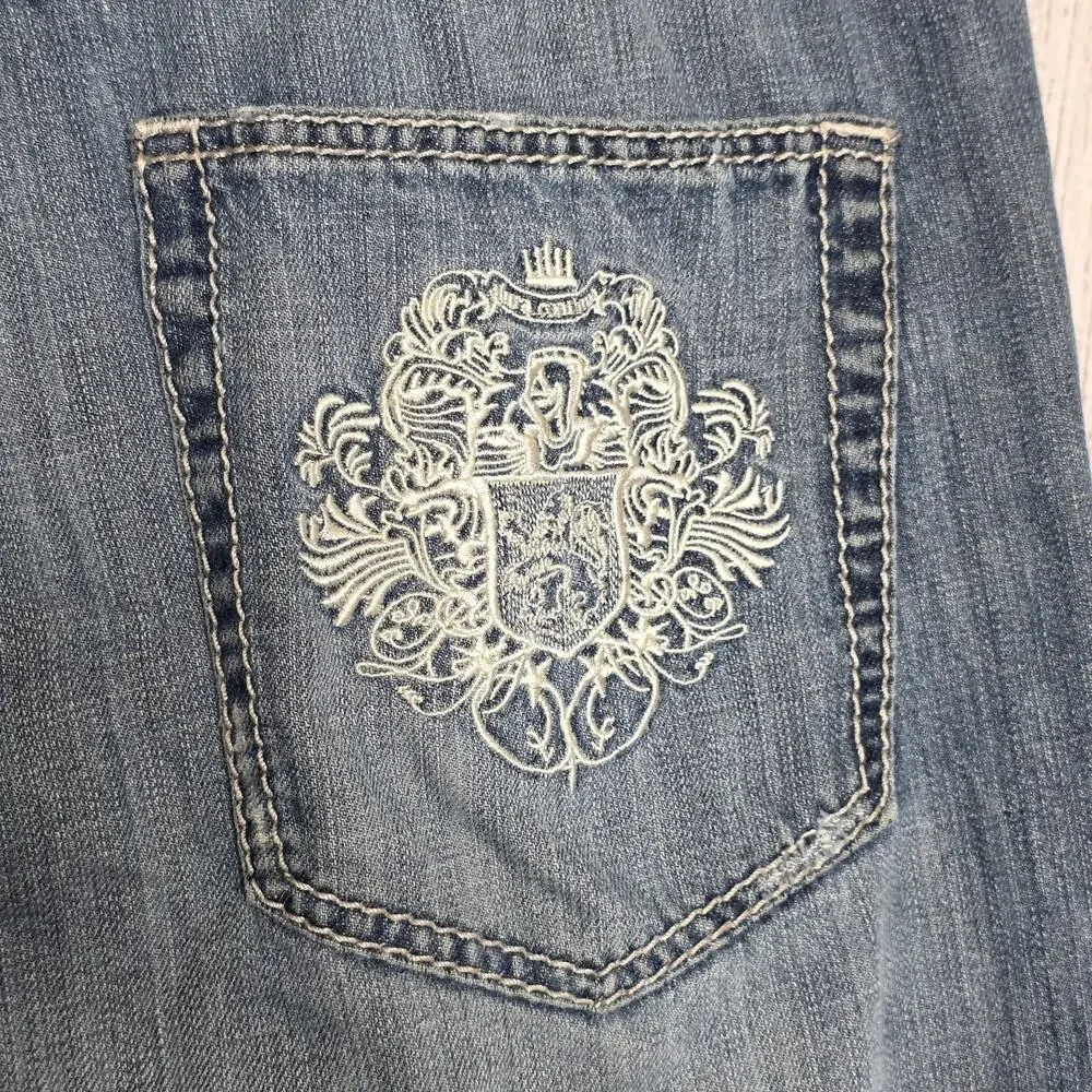 Live Mechanics Baggy Jean Shorts Jorts 42 Y2K Skater 90s Denim Embroidered